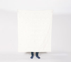 Handwoven Wool & Cotton Tasseled Throw - White - VAQL10101172306