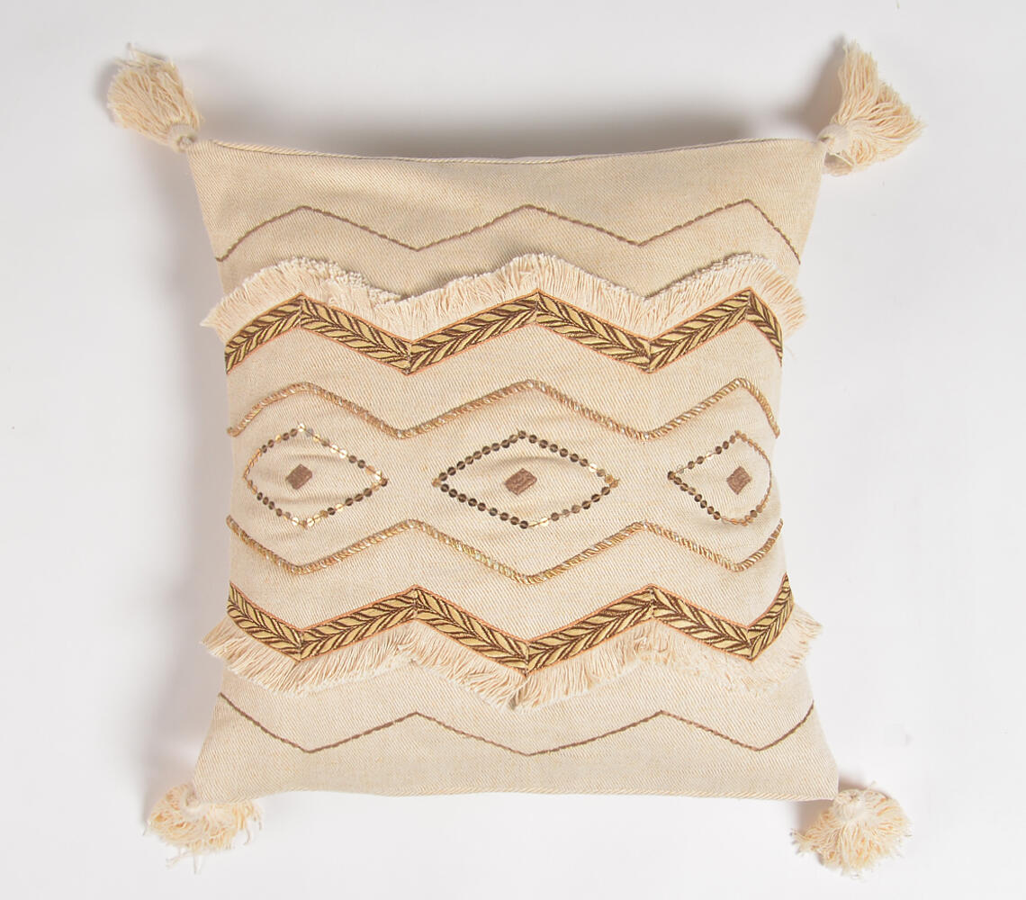 Earthy Embellished Cushion cover - Beige - VAQL10101173546