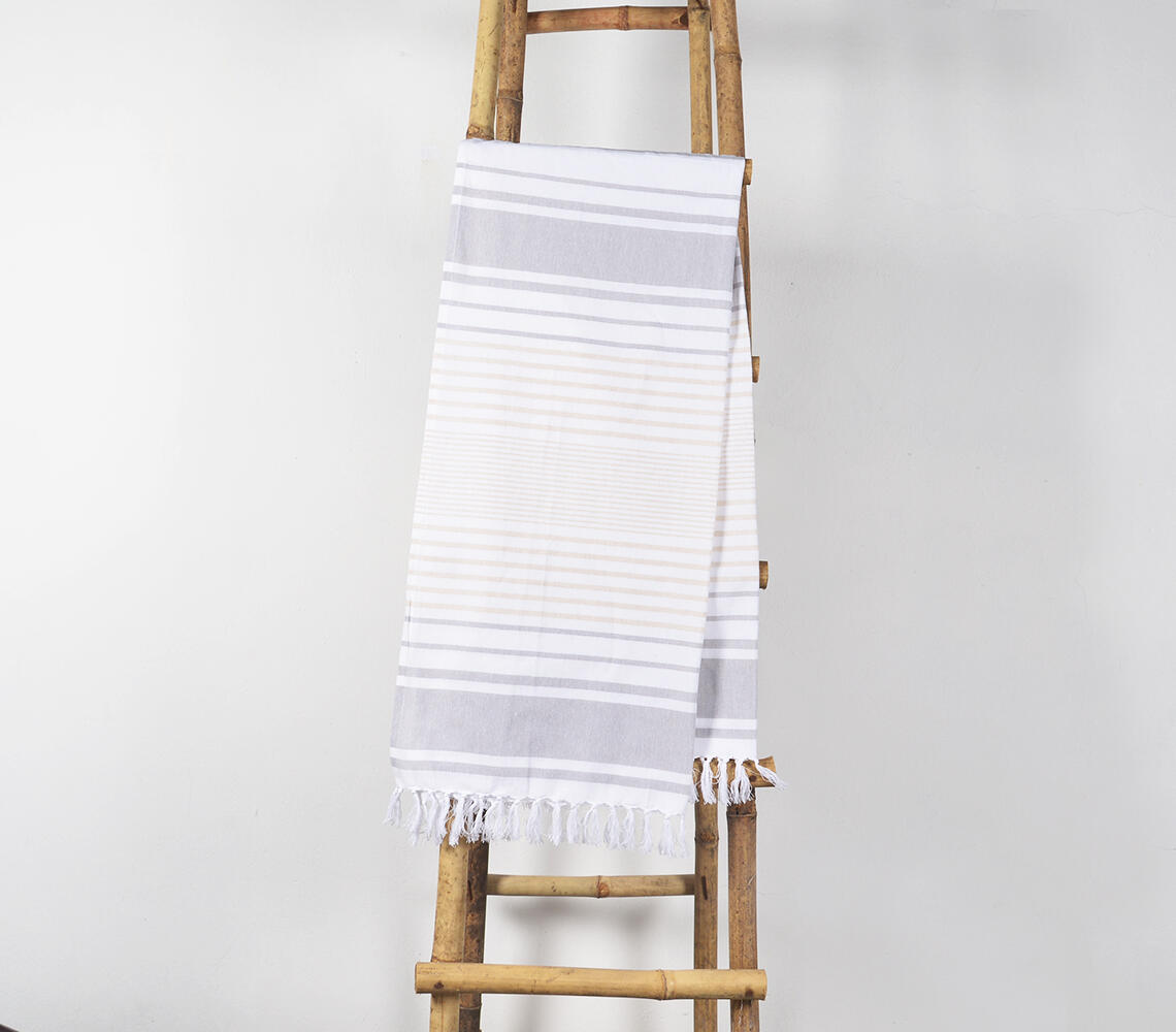 Yarn-dyed Grey Hammam Towel - Grey - VAQL10101173563