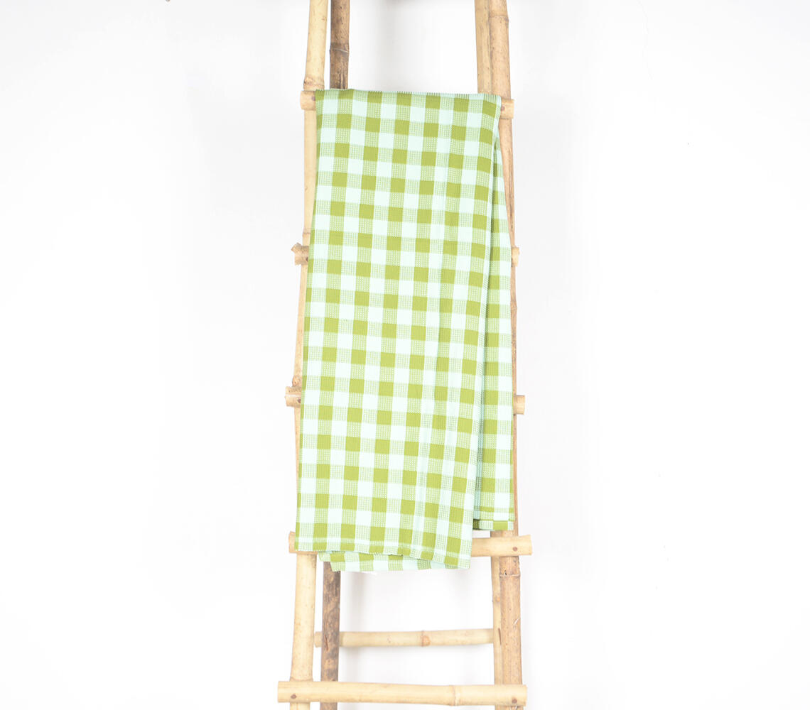 Yarn-dyed Chekered Lime Beach towel - Green - VAQL10101175299