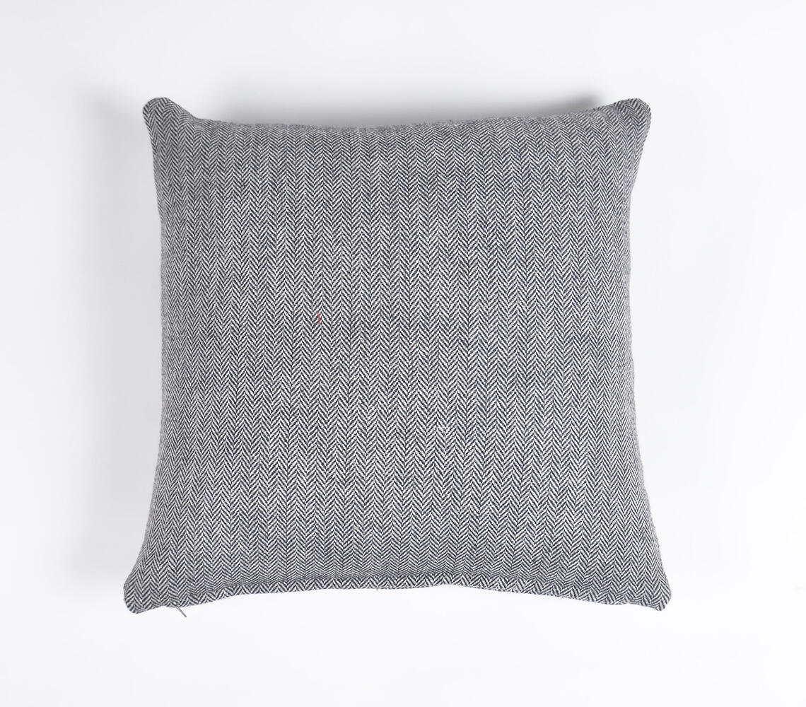 ZigZag Printed Woolen Blend Cushion Cover - Grey - VAQL10101176173