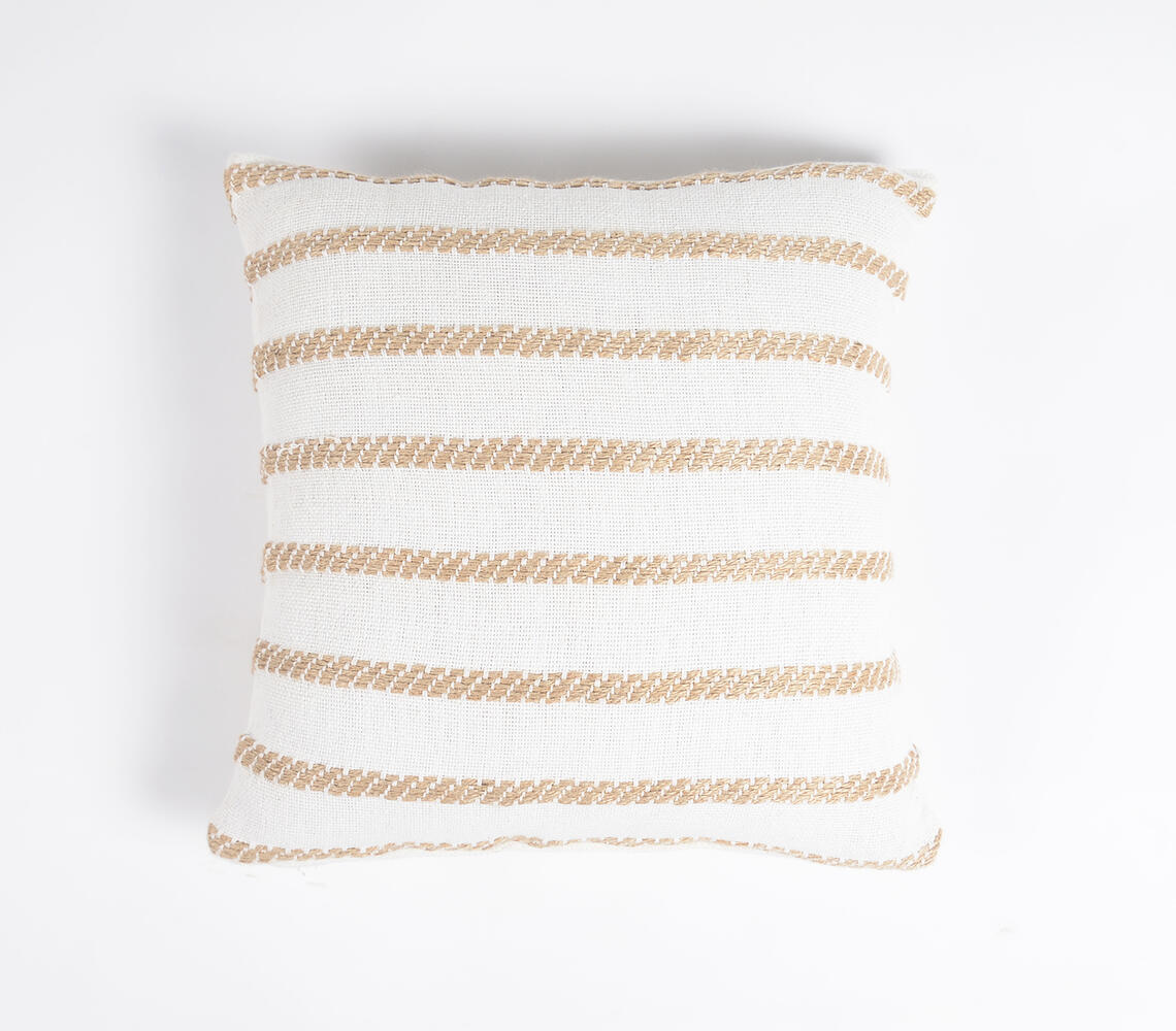 Striped Cotton & Jute Cushion Cover - Natural - VAQL10101176180