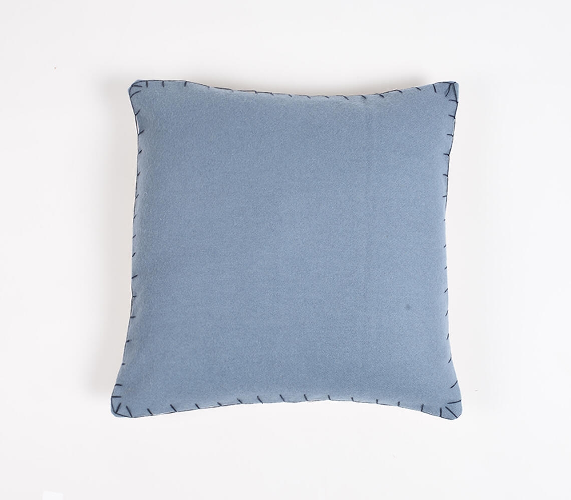 Hand Stitched Woolen Cushion cover - Blue - VAQL10101176494