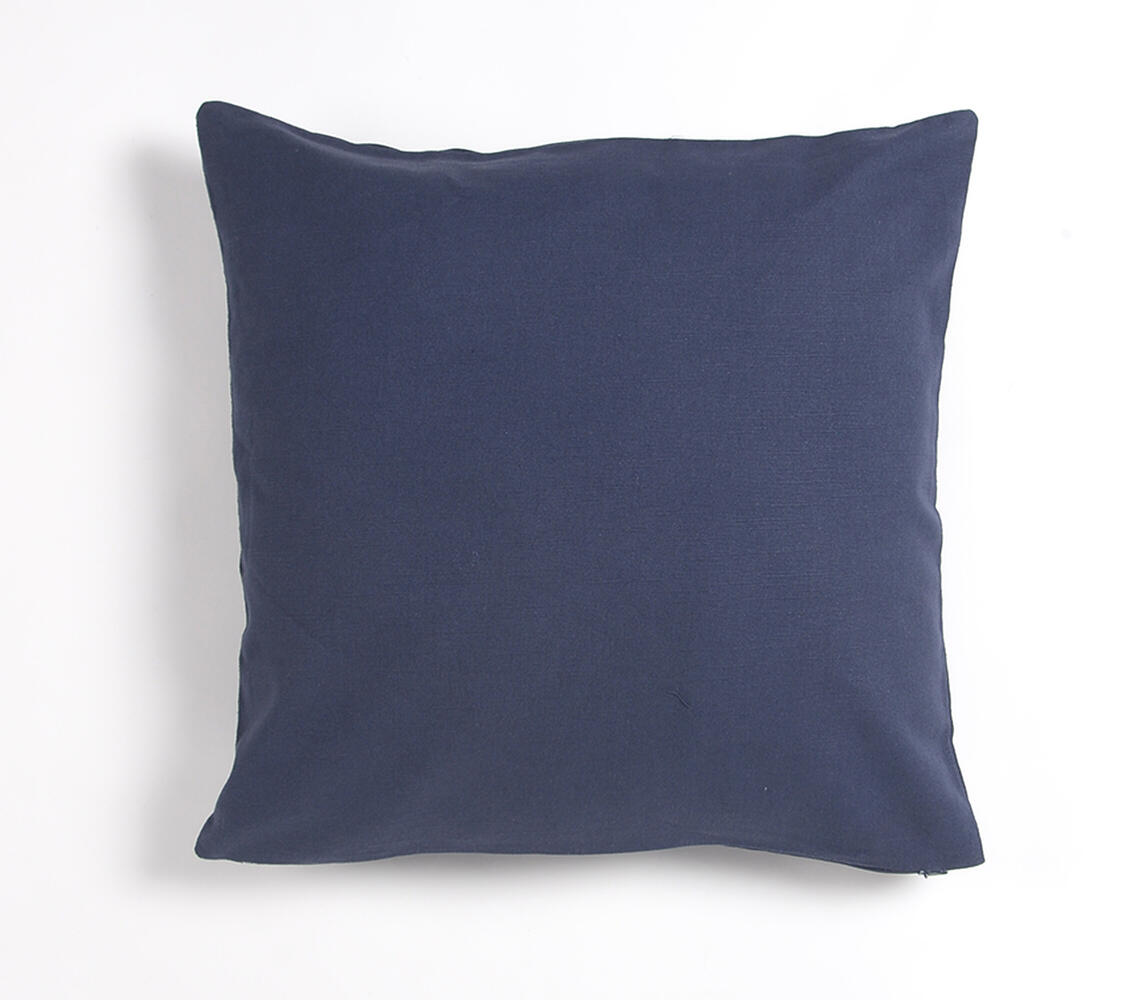 Solid Navy Cotton Cushion cover - Blue - VAQL10101176579