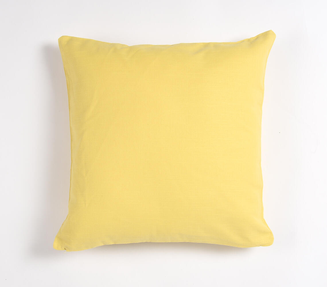 Solid Yellow Cotton Cushion cover - Yellow - VAQL10101176582