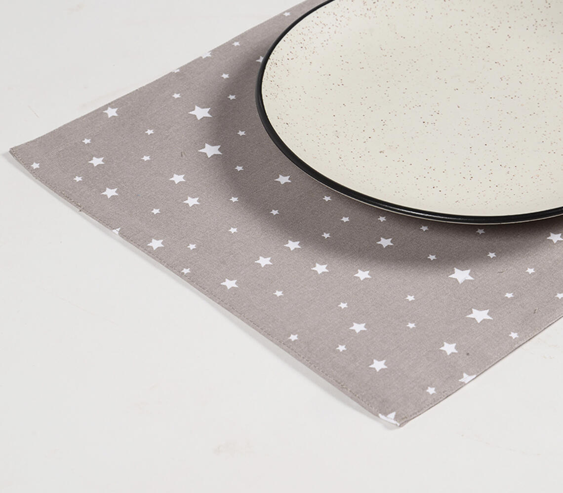 Handwoven & Star Printed Taupe Placemats (set of 4) - Beige - VAQL10101188465