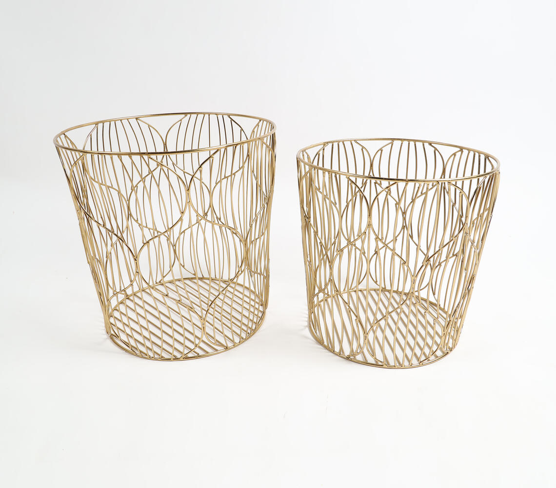 Gold-Toned Iron Baskets (Set of 2) - Gold - VAQL101012132025