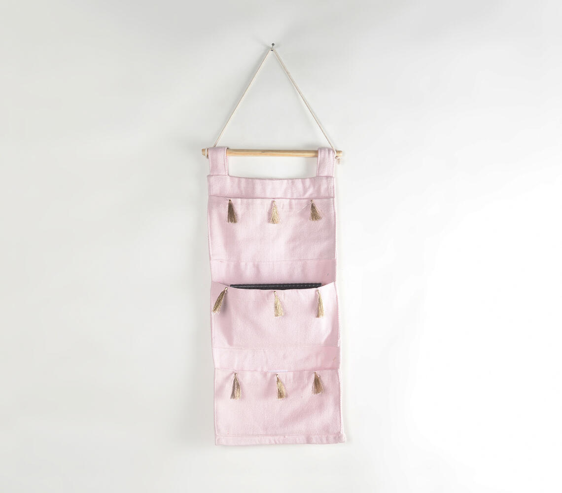 Tasseled Pink Hanging Storage - Pink - VAQL10101277924