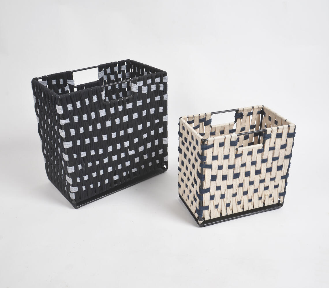 Monochrome Cotton Cord Baskets (Set of 2) - Multicolor - VAQL10101290447