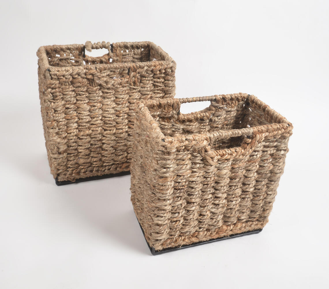 Woven Jute Rope Baskets (Set of 2) - Natural - VAQL10101290452