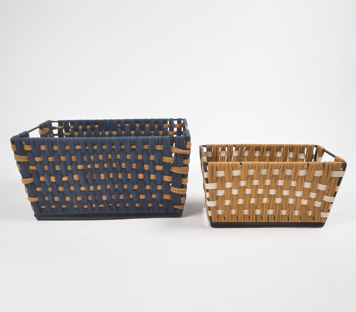 Braided Plain Weave Iron Basket (Set of 2) - Multicolor - VAQL10101290457