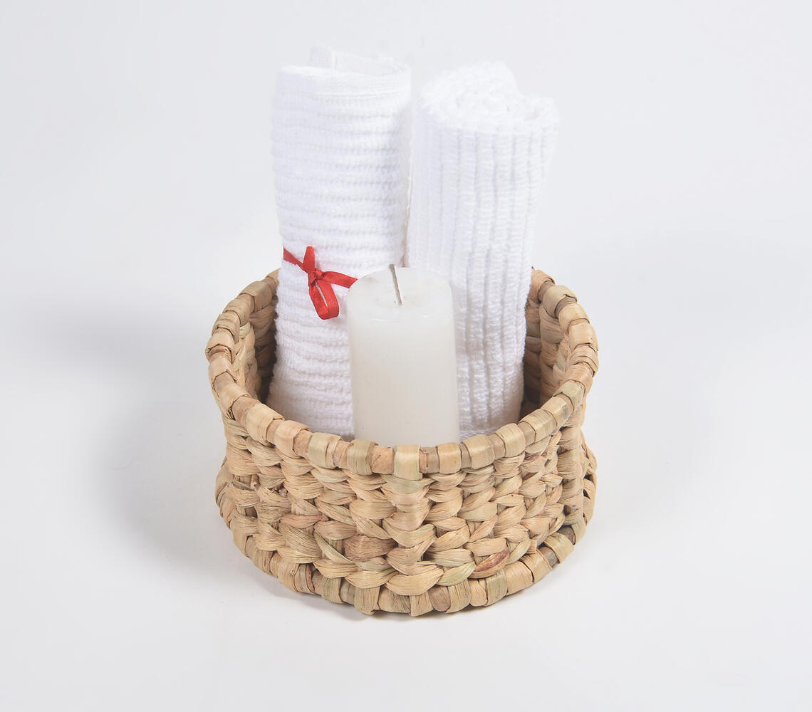 Water Hyacinth Candle & Potpourri Basket With Cane Frame - Natural - VAQL10101295958