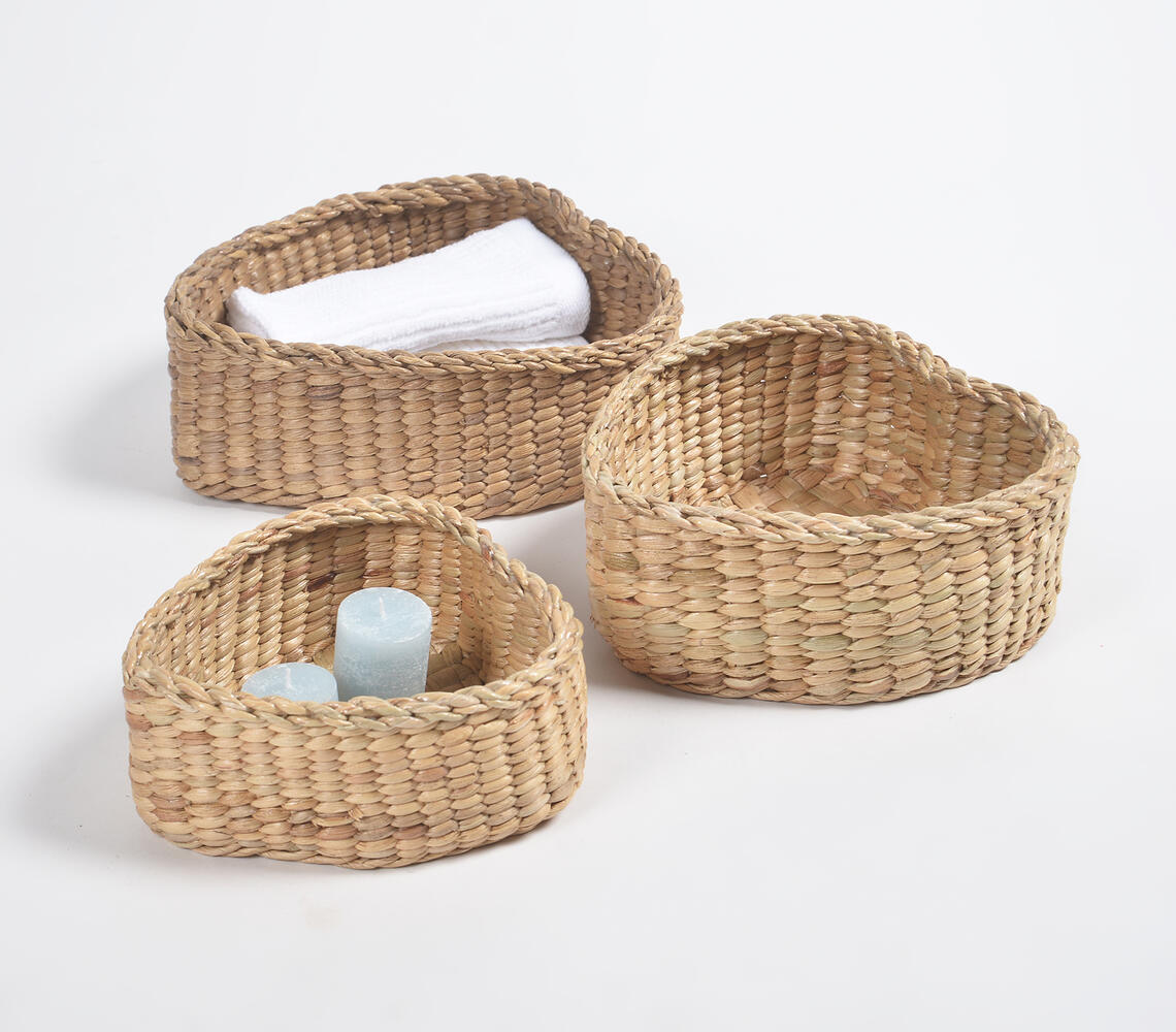 Water Hyacinth Nesting Storage Baskets (Set of 3) - Natural - VAQL10101295961
