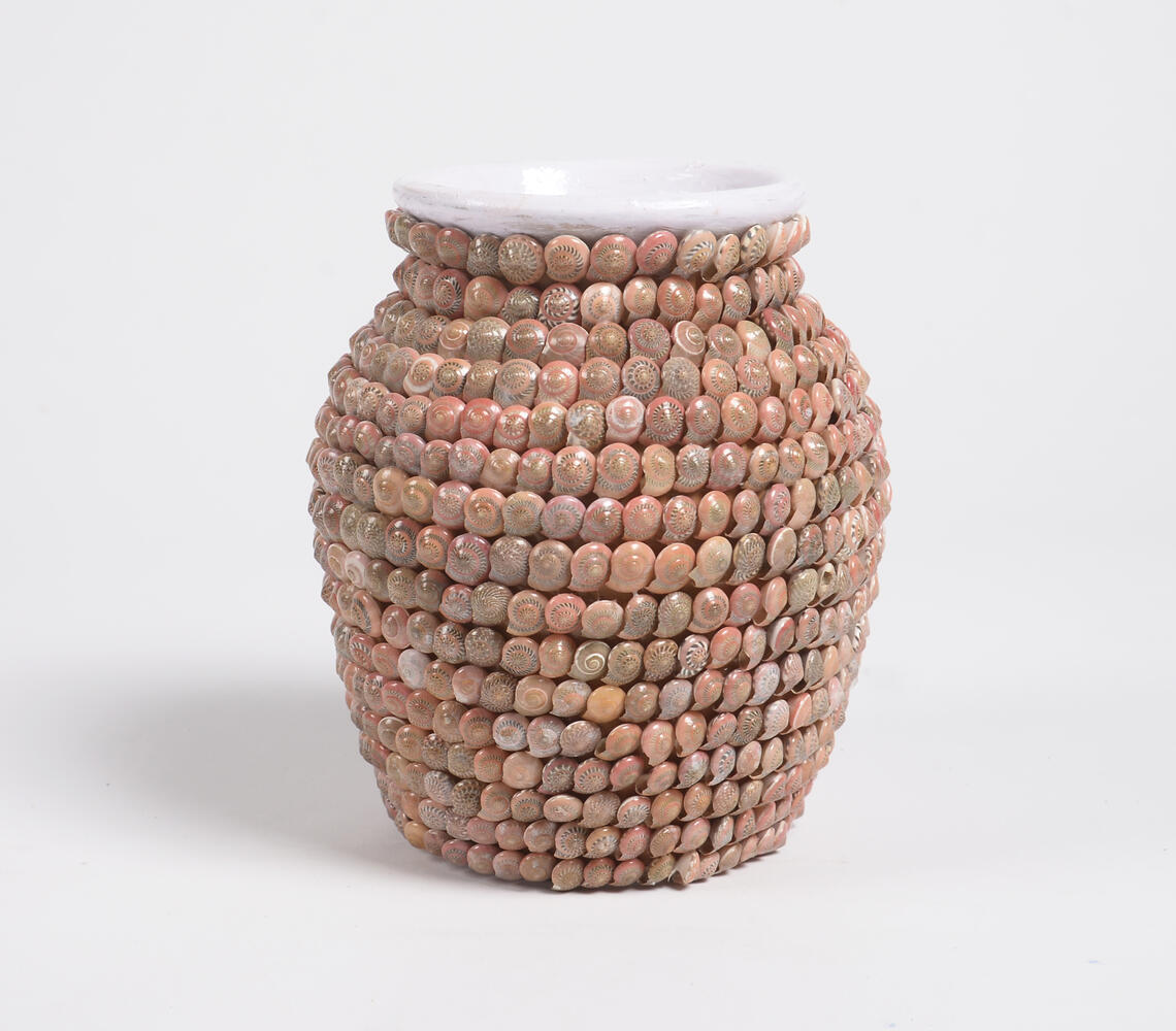 Coastal Pink Seashell Flower Vase - Pink - VAQL101013100147