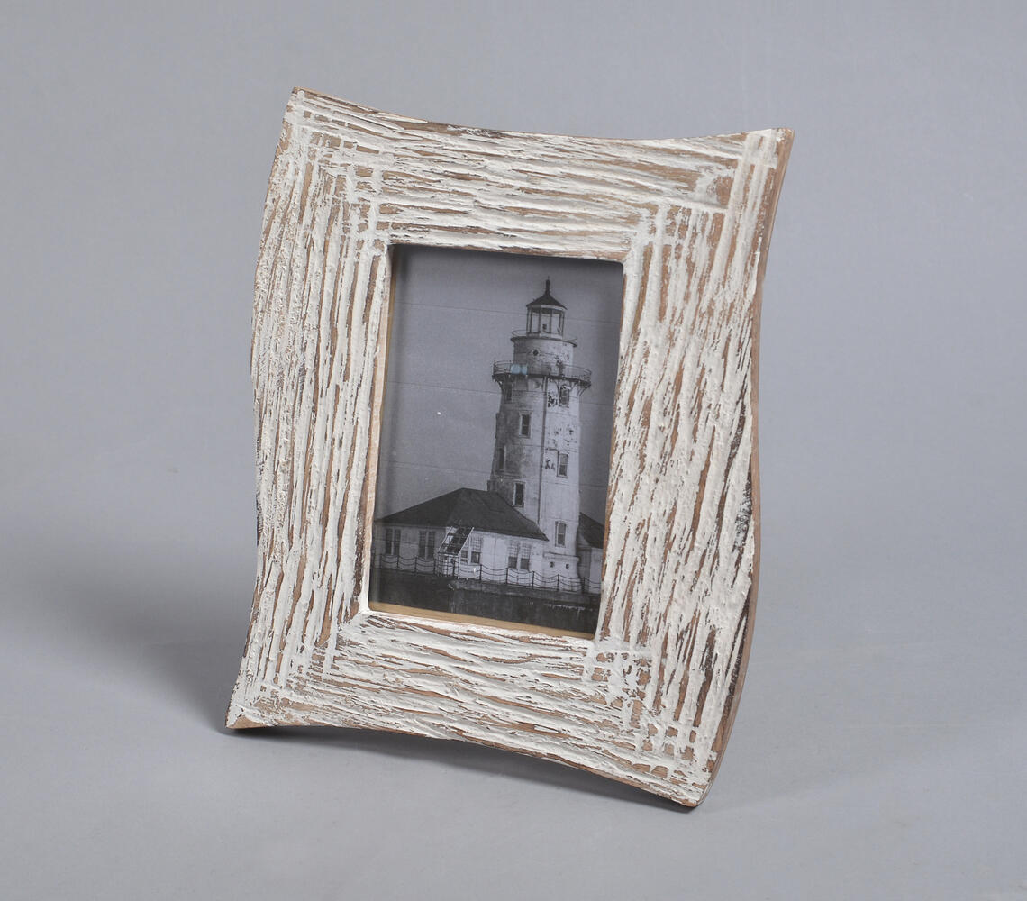Abstract White Lines Wooden Photo Frame - White - VAQL101013100199