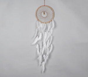 Classic Beaded & Faux Feathers Dreamcatcher - White - VAQL101013101833