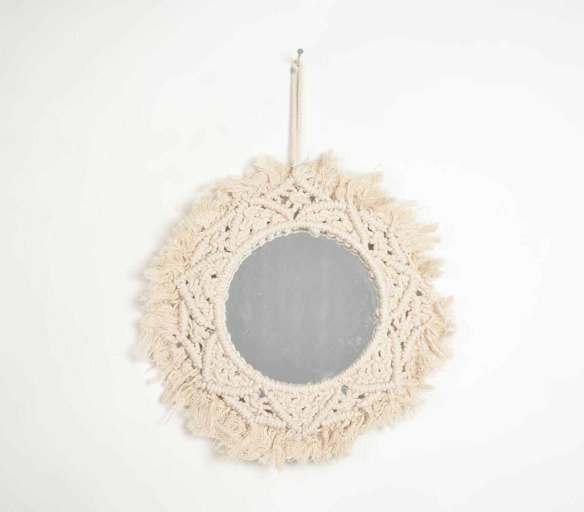 Deco Knots & Fringes Cotton Cord Mirror - Natural - VAQL101013101927
