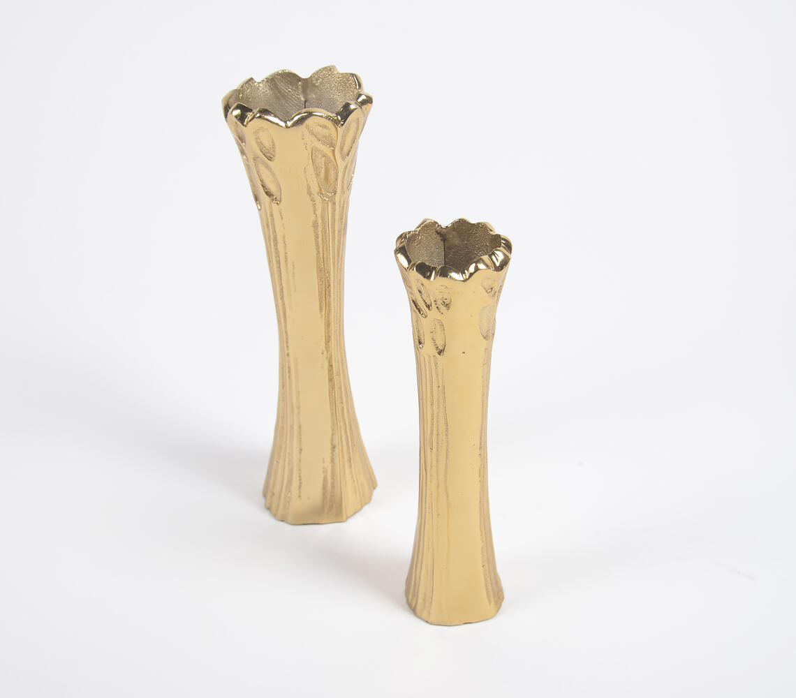 Gold-Toned Aluminium Trunk Flower Vases (Set of 2) - Gold - VAQL101013103692