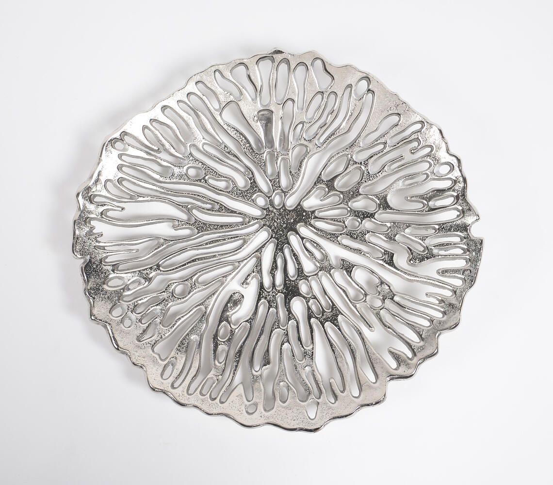 Antique Aluminium Coral Wall Plate - Silver - VAQL101013103695