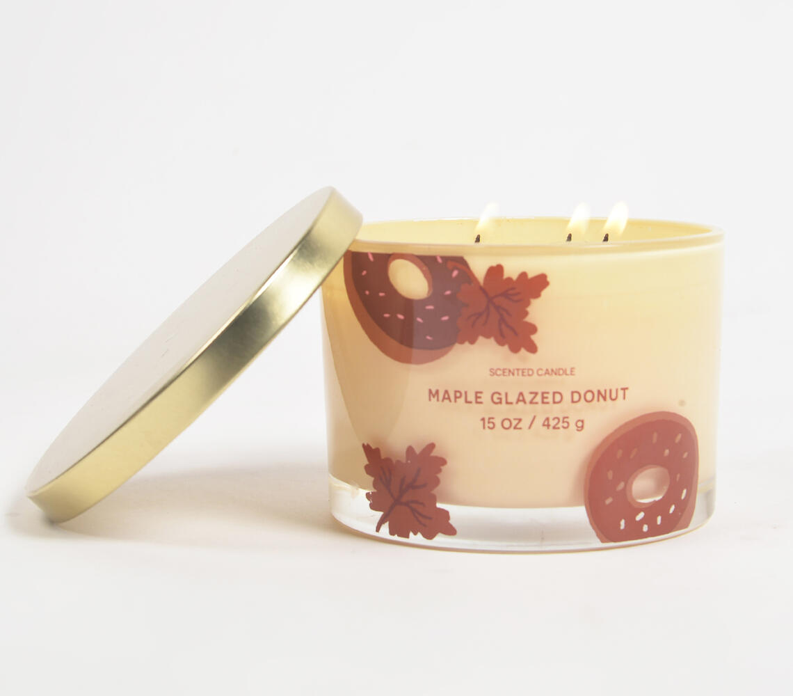 Maple Glazed Donut Scented Jar Candle - 425g - White - VAQL101013105285