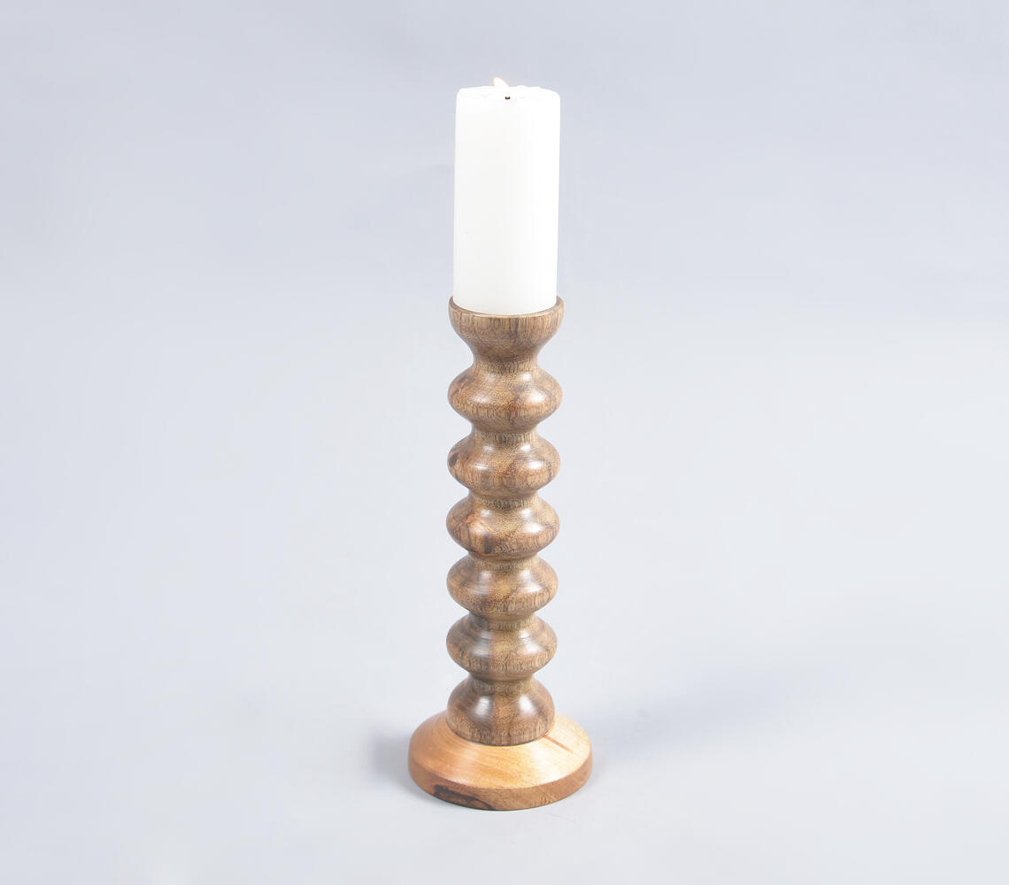 Brown Pillar Candle Holder - Natural - VAQL101013105505