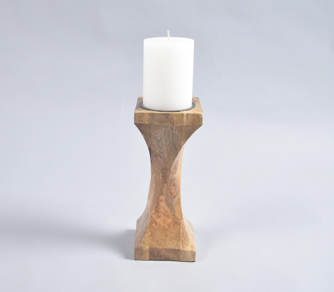 Earthy Mango Wood Candle Holder - Natural - VAQL101013109745