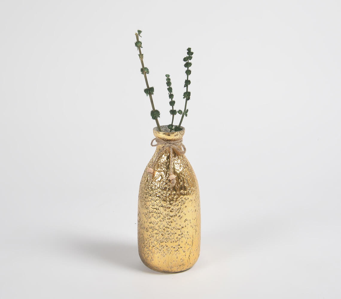 Textured Glossy Mercury Glass Vase - Natural - VAQL101013110222