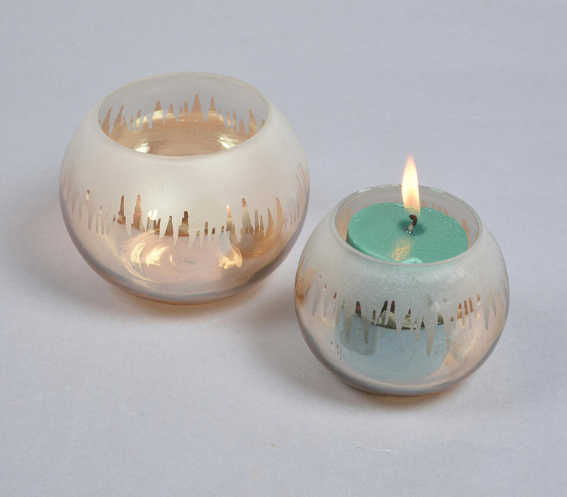 Abstract Statement Glass Votives (Set of 2) - Natural - VAQL101013110253