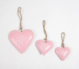 Deco Pastel Pink Hanging Hearts (Set of 3) - Pink - VAQL101013110286