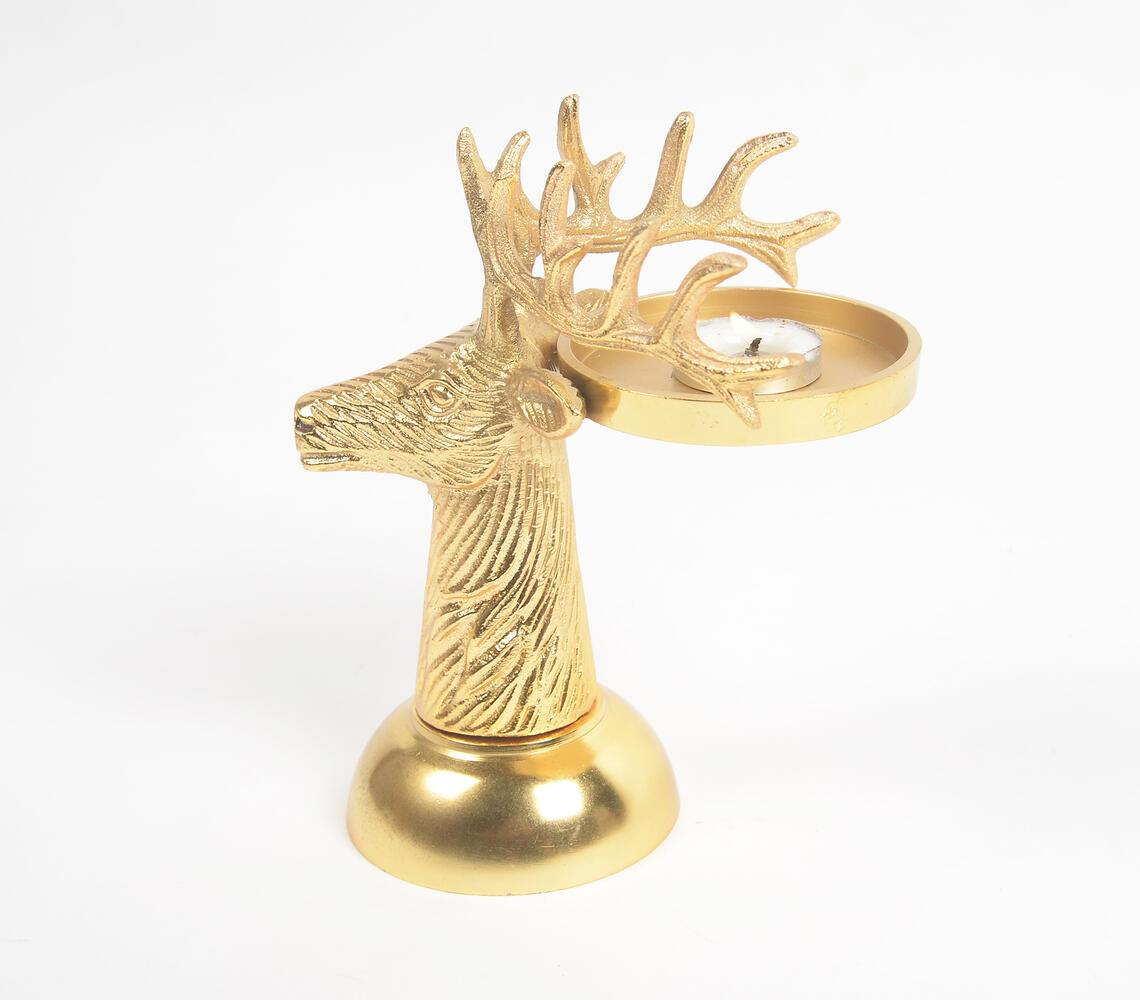 Statement Christmas Reindeer Tea Light Stand - Gold - VAQL101013111323