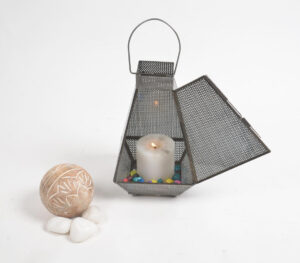 Handmade Glass & Iron Vintage Lantern - Brass - VAQL101013115307
