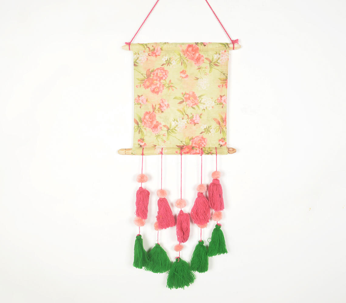 Botanical Printed Wall Hanging with Tassels - Multicolor - VAQL101013123749