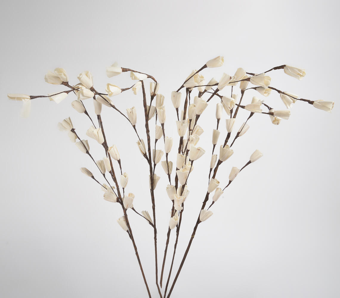 Eco-friendly Shola Wood White Daisy Flower Sticks (set of 5) - White - VAQL101013128025