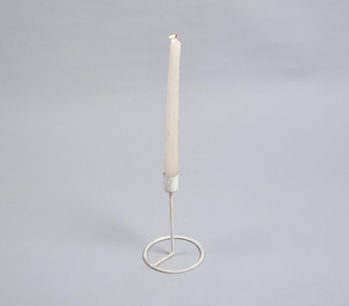Distressed White Metal Candle Holder - White - VAQL101013130968