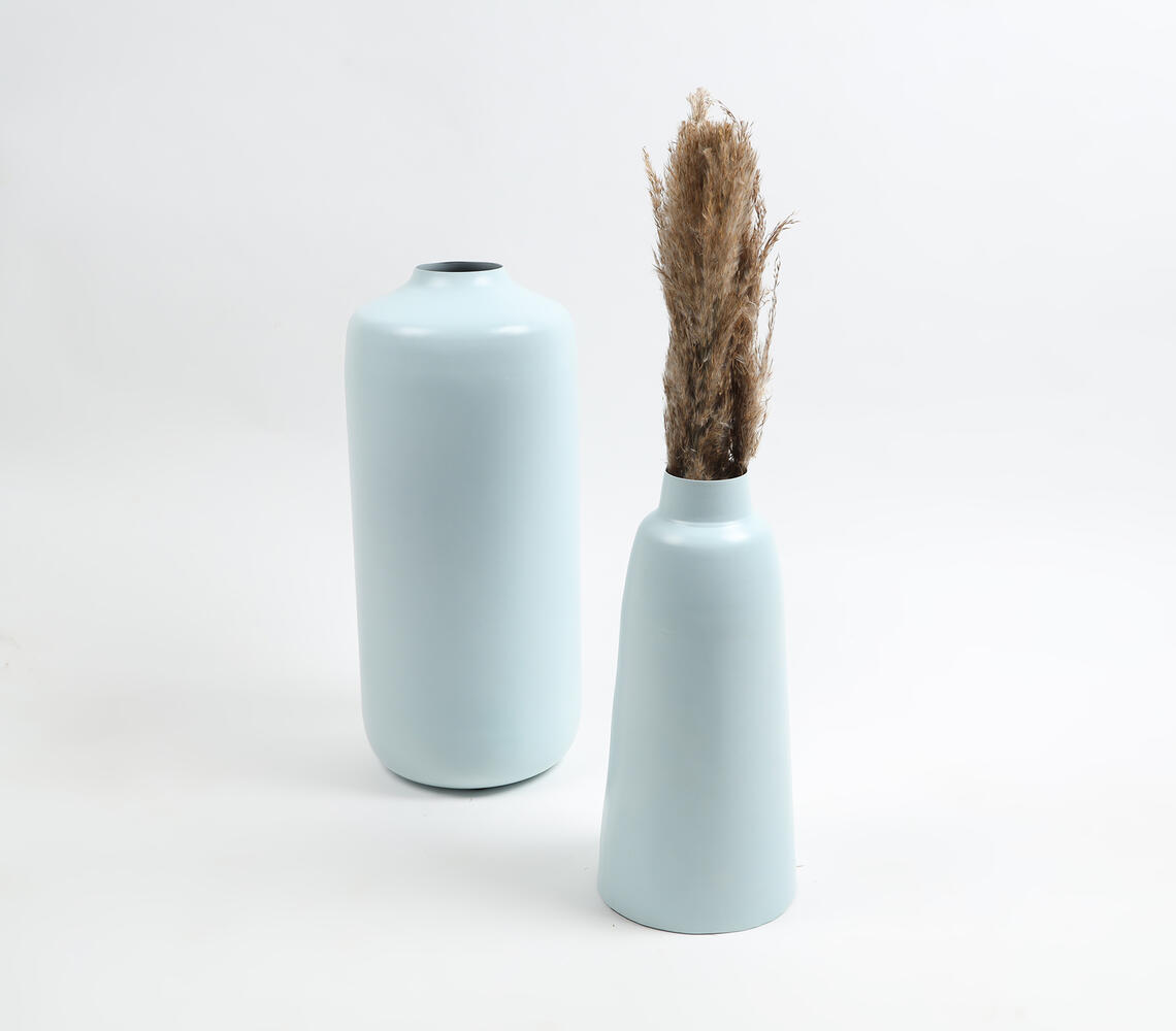Solid Pastel Blue Flower Vases (Set of 2) - Grey - VAQL101013132016