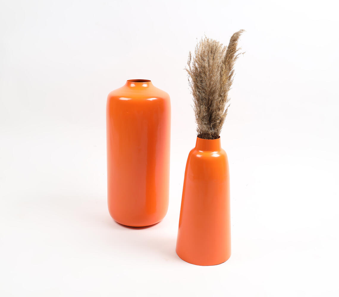 Solid Orange Flower Vases (Set of 2) - Orange - VAQL101013132018