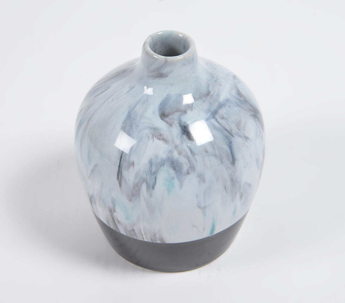 Marbled Ceramic Stout Flower Vase - White - VAQL101013140008