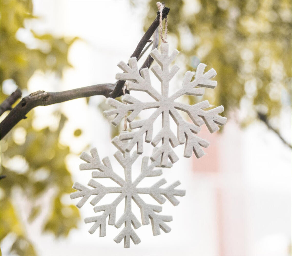 Christmas Snowflake Felt Ornaments (set of 2) - White - VAQL10101371225