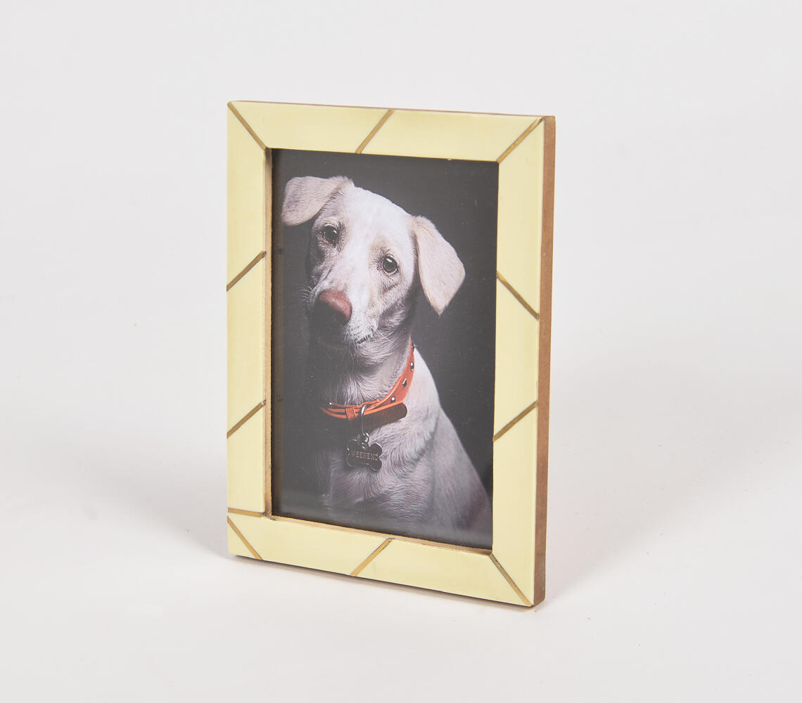 Mdf Photo frame with brass accents - White - VAQL10101373653