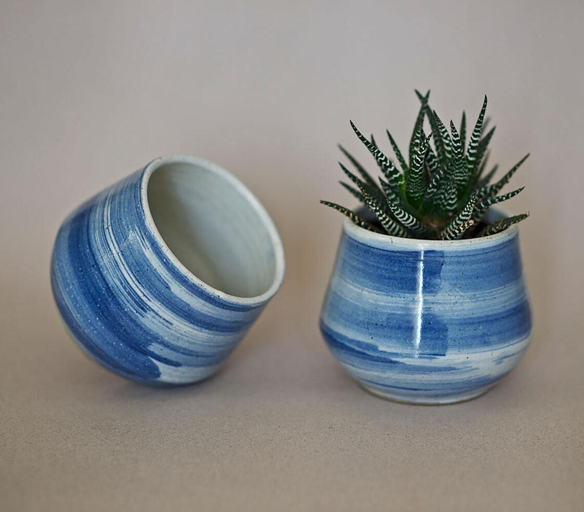 Ink Blue Ceramic Planters (set of 2) - Blue - VAQL10101373669