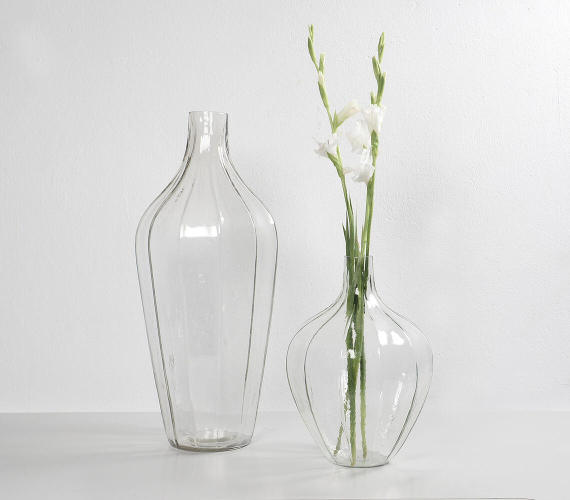 Handmade Glass Vases (set of 2) - Clear - VAQL10101374250
