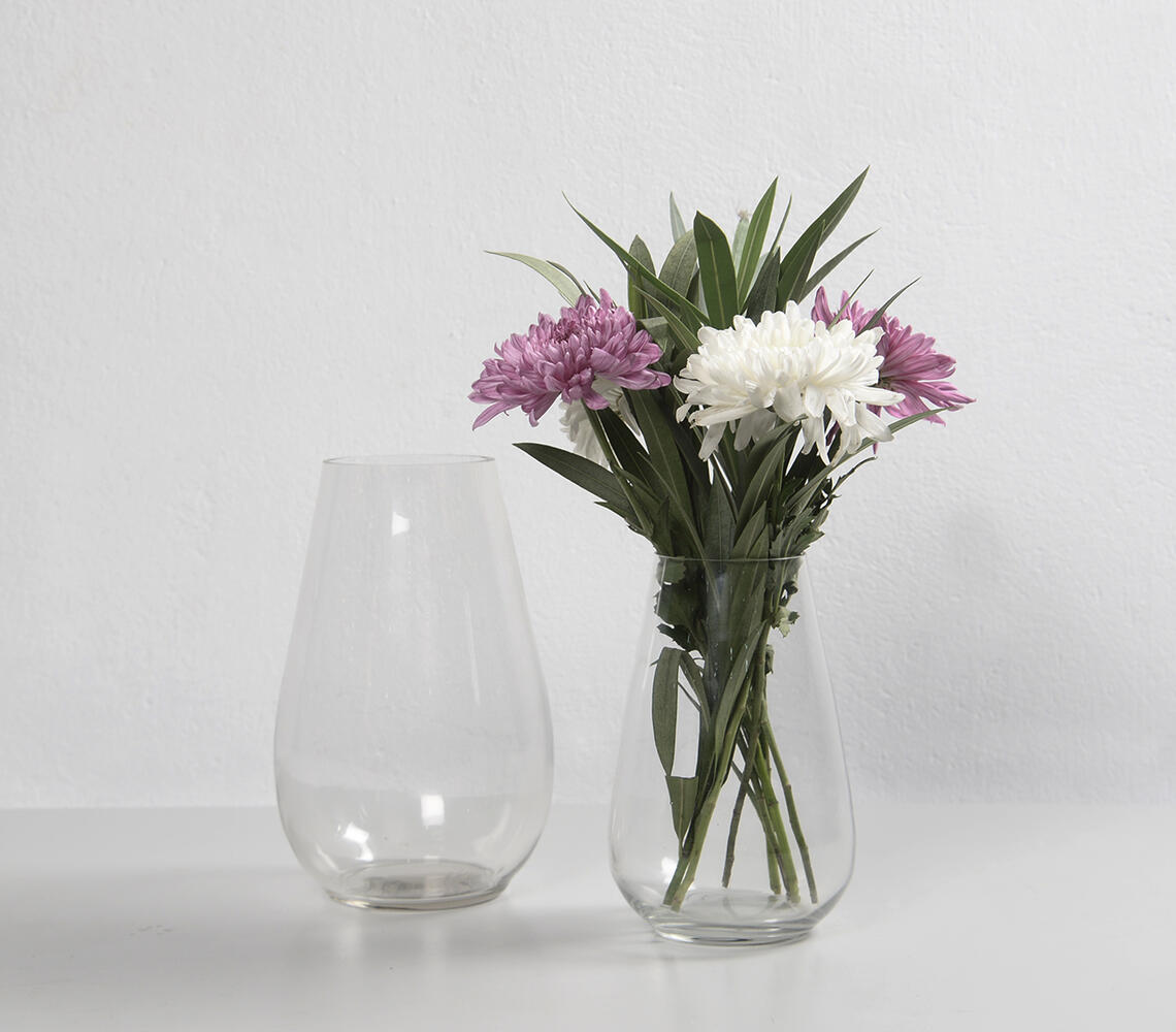 Handmade Glass Vases (set of 2) - Clear - VAQL10101374255