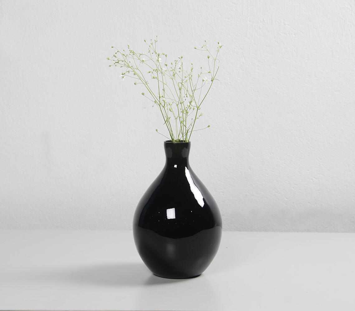 Handmade Glass Vase_2 - Black - VAQL10101374258