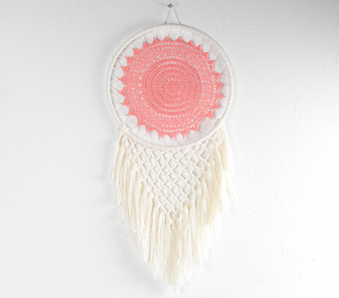Crochet Mandala Tasseled Dreamcatcher - Multicolor - VAQL10101374339