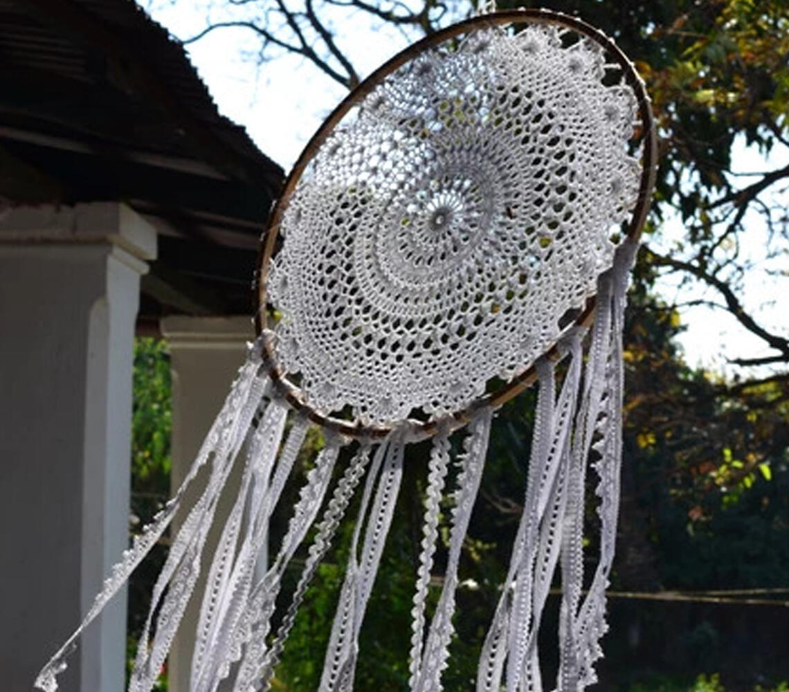 Crochet Mandala Dreamcatcher - White - VAQL10101374340