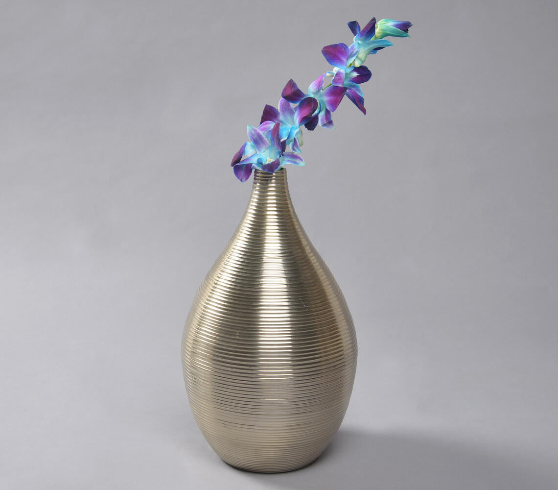 Lacquered Spiral Aluminium Flower Vase - Black - VAQL10101379034