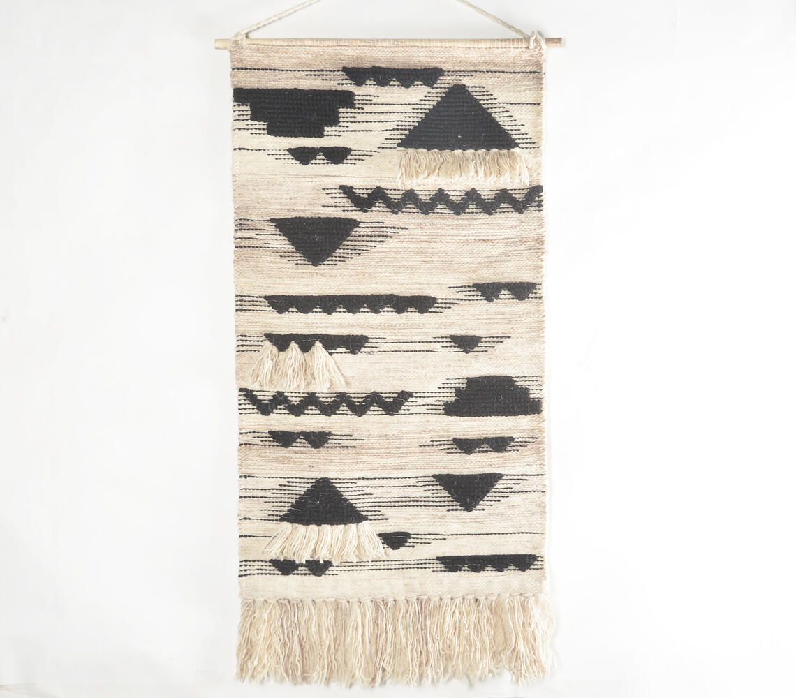 Handwoven Abstract Tribal Wall Hanging - Black - VAQL10101397805