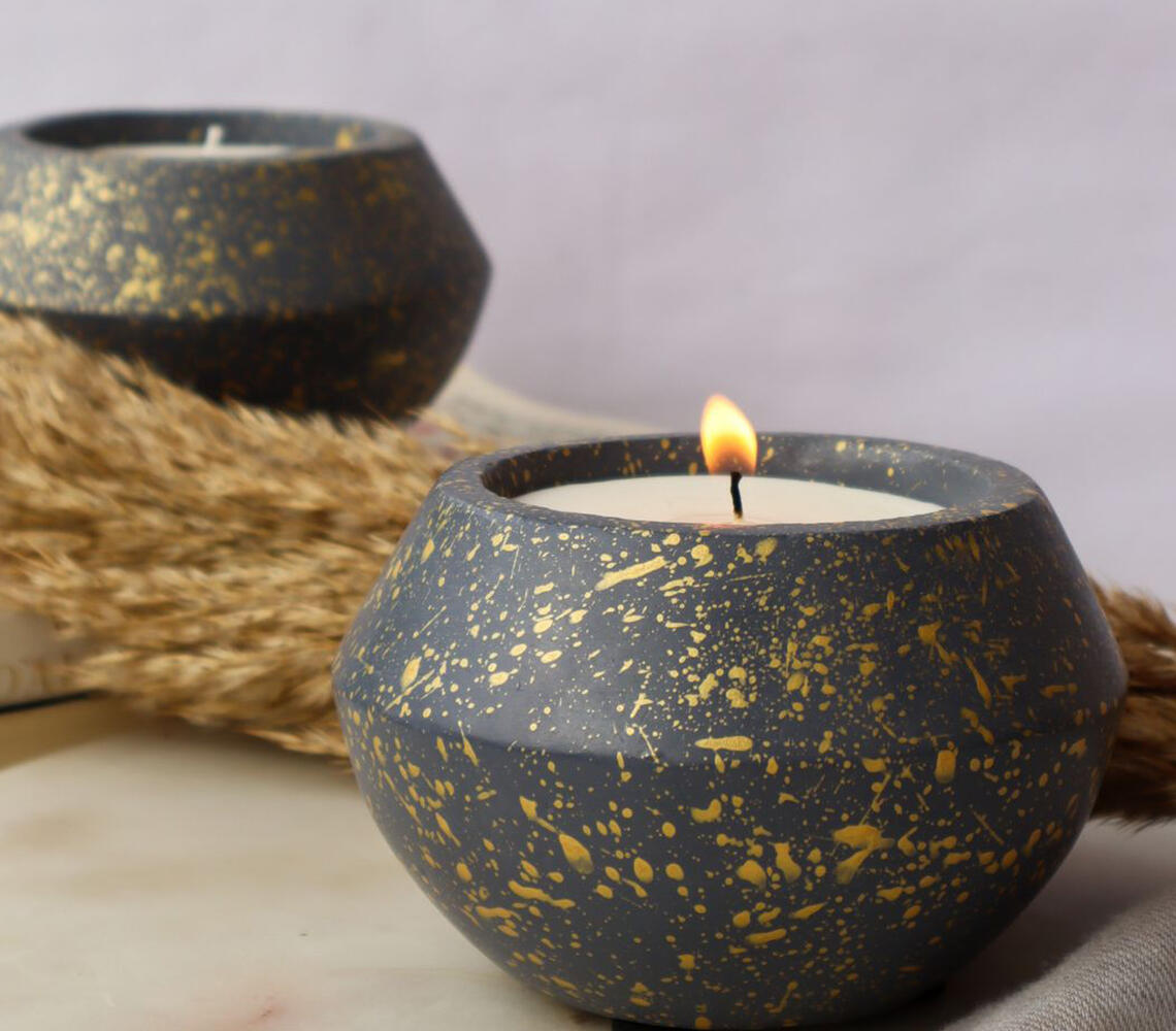 English Lavender Wax Poured Noir Concrete Jar Candle - Grey - VAQL10101399067