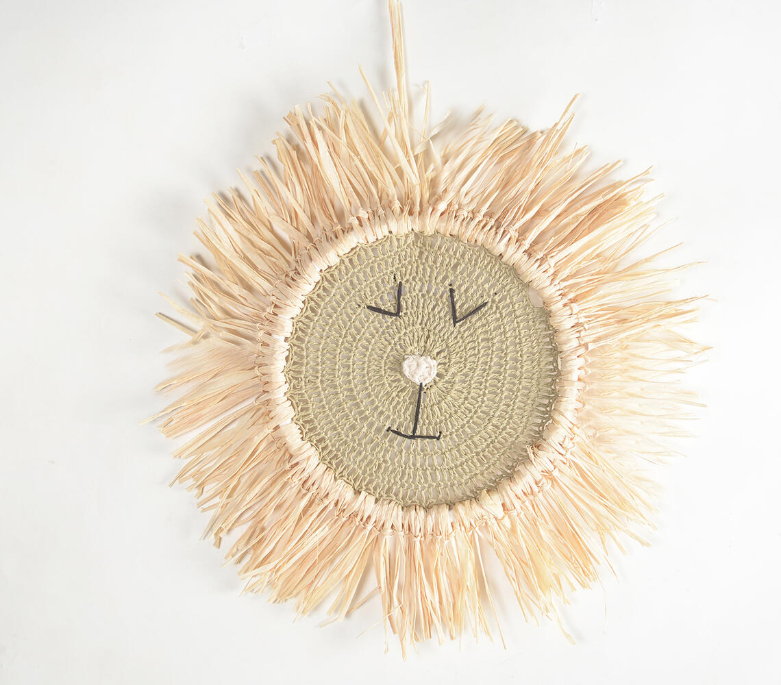 Crochet Cotton Papa Lion-Head Wall Decor - Natural - VAQL10101399074