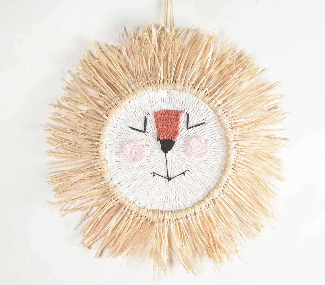 Crochet Cotton Mama Lion-Head Wall Decor - Natural - VAQL10101399075